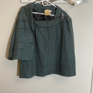 Worthington Blue and Dark Brown Blazer & Skirt Combo - Size 16